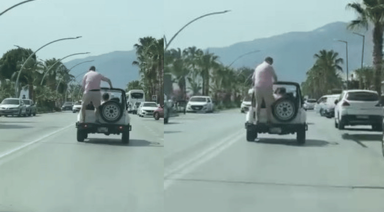 Alanya trafiğinde ölüme meydan okuyan eğlence
