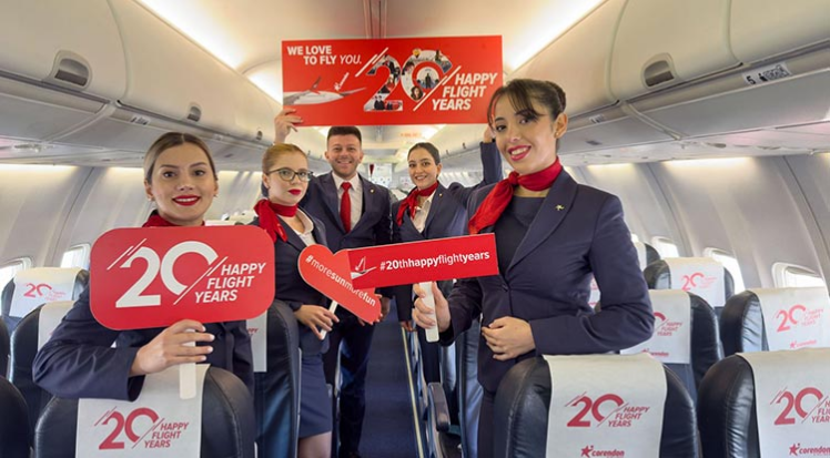 Corendon Airlines 20. yaşını yolcularıyla gökyüzünde kutluyor